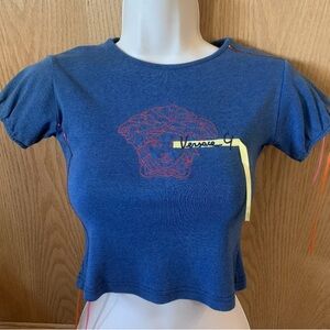 super rare vintage versace young medusa t shirt blue girls M / Xs Woman 131